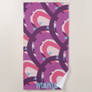 Purple Pink Bohemian Rainbow Personalised mama Beach Towel