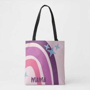 Purple Pink Bohemian Rainbow Personalised mama Tote Bag