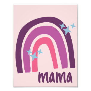 Purple Pink Bohemian Rainbow Personalized mama Photo Print