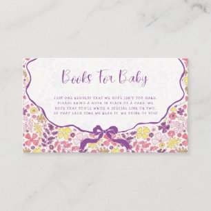 Purple Pink Bow Wildflowers Blooms Baby Shower Enclosure Card