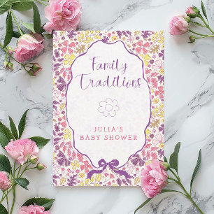 Purple Pink Bow Wildflowers Blooms Baby Shower Invitation