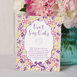 Purple Pink Bow Wildflowers Blooms Baby Shower Poster