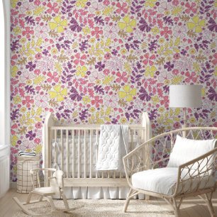 Purple Pink Bow Wildflowers Blooms Baby Shower Wallpaper