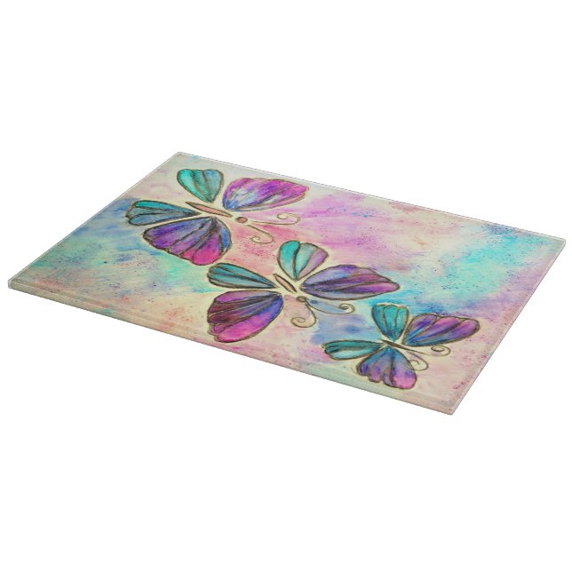Purple Pink Butterflies Cutting Board (Corner)