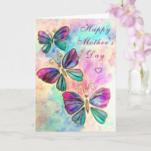 Purple Pink Butterflies Mother's Day Card