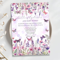 Purple Pink Butterflies & Wildflowers Baby Shower