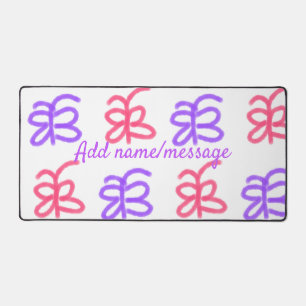 Purple pink butterfly doodle pattern add name text desk mat