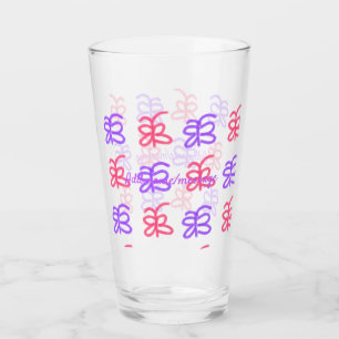 Purple pink butterfly doodle pattern add name text glass