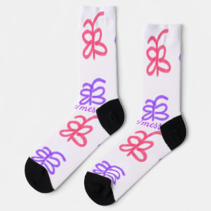Purple pink butterfly doodle pattern add name text socks
