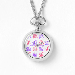 Purple pink butterfly doodle pattern add name text watch