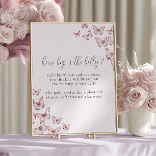 Purple & Pink Butterfly How Big Is The Belly Game Poster