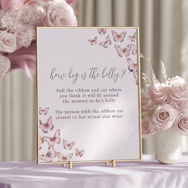 Purple & Pink Butterfly How Big Is The Belly Game Poster (Creator Uploaded)