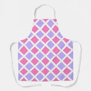 Purple Pink Chequered Diamond Pattern Apron