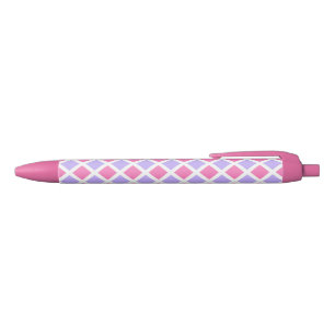 Purple Pink Chequered Diamond Pattern Black Ink Pen