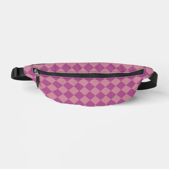 Purple Pink Chequered Diamond Pattern Bum Bags (Front)