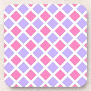 Purple Pink Chequered Diamond Pattern Coaster