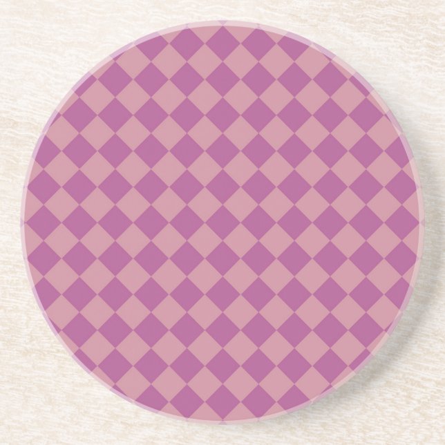 Purple Pink Chequered Diamond Pattern Coaster (Front)