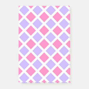 Purple Pink Chequered Diamond Pattern Post-it Notes