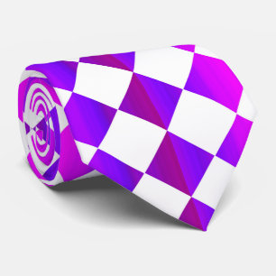 Purple Pink Chequered Diamond Pattern Tie