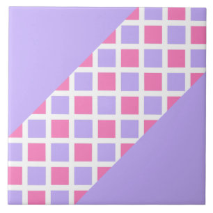 Purple Pink Chequered Diamond Pattern Tile