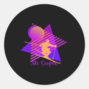 Purple Pink Colorado Skiing Ski Cooper Leadville C Classic Round Sticker