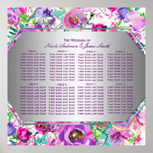 Purple Pink Colourful Modern Floral Seating Chart