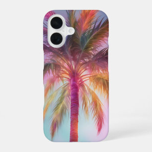 Purple Pink Colourful Pastel Palm Tree iPhone 16 Case