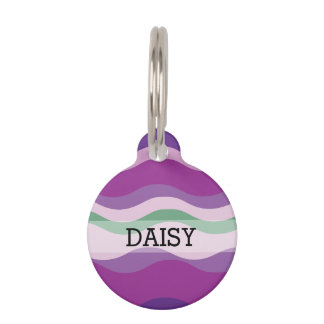 Purple & Pink Colourful Wavy Custom Pet Tag