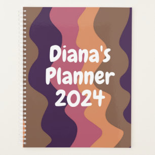 Purple Pink Curves Stripes Colorful Bold CUSTOM Planner