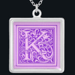 Purple & Pink Decorative Cap Letter K Silver Plated Necklace<br><div class="desc">Purple and pink tones decorative cap letter K. Design available on selected products.</div>