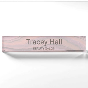 Purple pink earthy agate nameplate