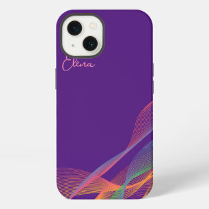 Purple pink elegant colourful wavy iPhone 13 case