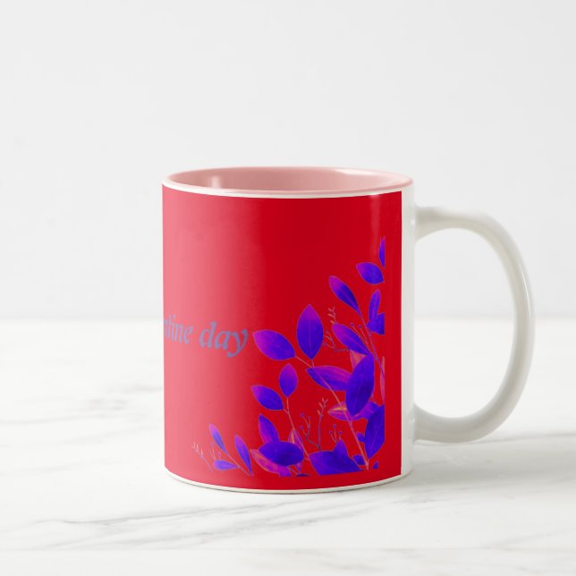 purple pink elegant floral pattern Two-Tone coffee mug (Right)