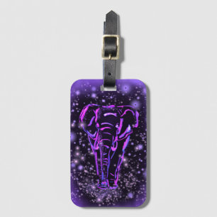 Purple Pink Elephant Luggage Tag