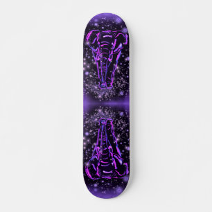 Purple Pink Elephant Skateboard In Starry Night