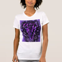 Purple Pink Elephant T-Shirt Walking In Galaxy
