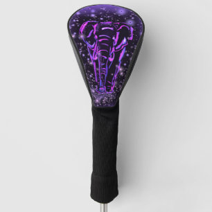Purple Pink Elephant Walking At Starry Night  Golf Head Cover