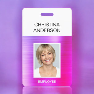 Purple Pink Employee  - Name Photo Corporate ID Badge