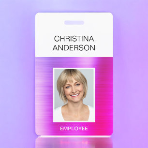 Purple Pink Employee  - Name Photo Corporate ID Badge