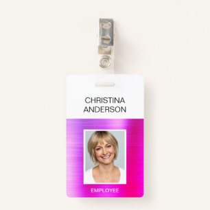 Purple Pink Employee  - Name Photo Corporate ID Badge