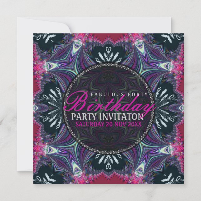 Purple Pink Fabulous 40 Event Party Invitation (Front)