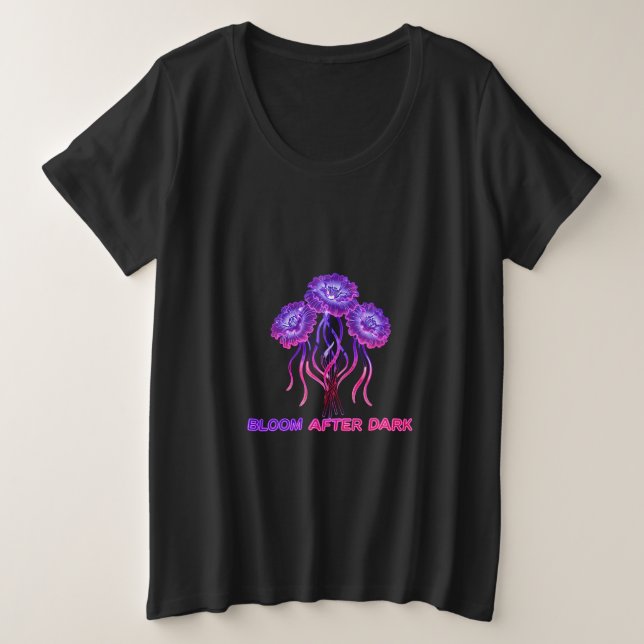  Purple Pink Fantasy Floral Plus Size Top  (Design Front)