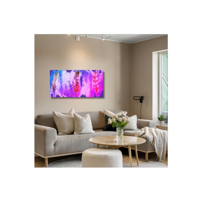 Purple Pink Feathers Modern Stretched Canvas Print (Creator Uploaded)