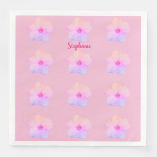 Purple Pink Floral Birthday Wedding Bridal Shower Napkin