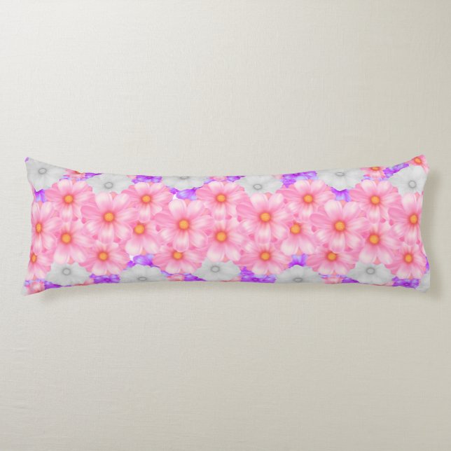 Purple Pink Floral Body Pillow (Front)