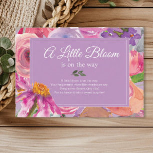 Purple Pink Floral Diaper Raffle Baby Shower Enclosure Card