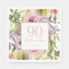 Purple Pink Floral Gold Glitter 90th Birthday