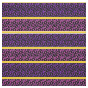Purple/pink floral-gold/white stripe - black fabric