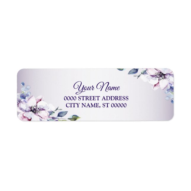 Purple Pink Floral Golden Wedding Return Address  (Front)