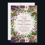 Purple Pink Floral Green Leaves 90th Birthday Invitation<br><div class="desc">Elegant plum purple and pink vintage watercolor floral and greenery 90th birthday party invitation for women. This invitation is designed for a 80th birthday but can be customised for anyone of any age. Contact me for assistance with your customisations or to request additional matching or coordinating Zazzle products for your...</div>